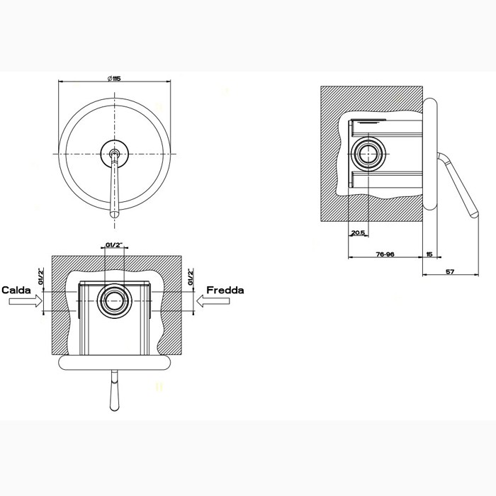 Gessi Встраиваемый однорычажный смеситель, Goccia, 33744#299 цвет: черный