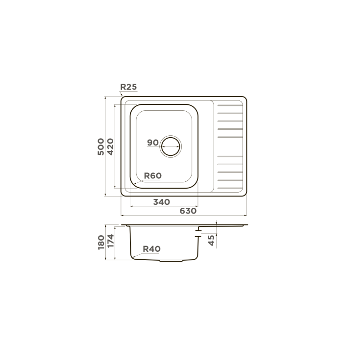 Omoikiri кухонная мойка Sagami 63, нержавеющая сталь арт. 4993732