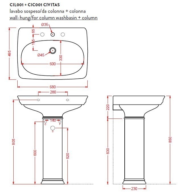 ArtCeram раковина для ванной комнаты, cil001 03 00 civitas цвет: черный глянцевый