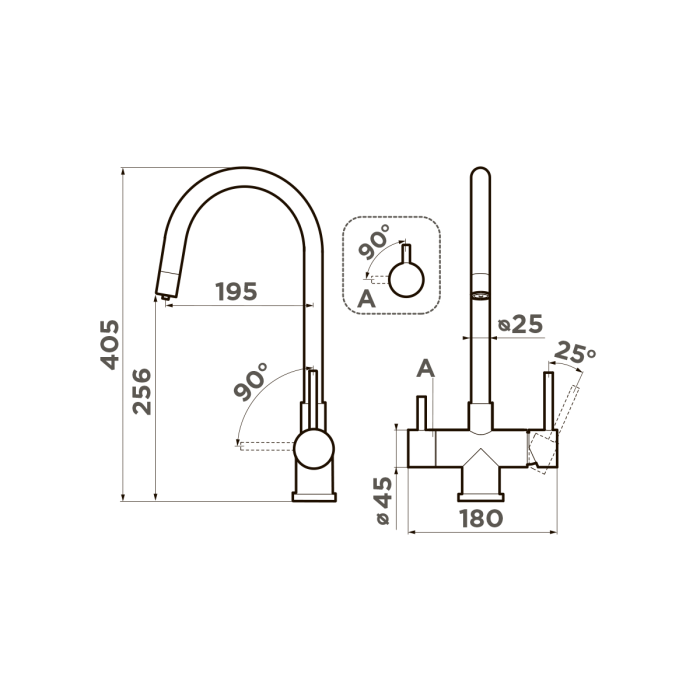 Omoikiri смеситель для кухни Akita-GB нерж. сталь/графит арт. 4994354