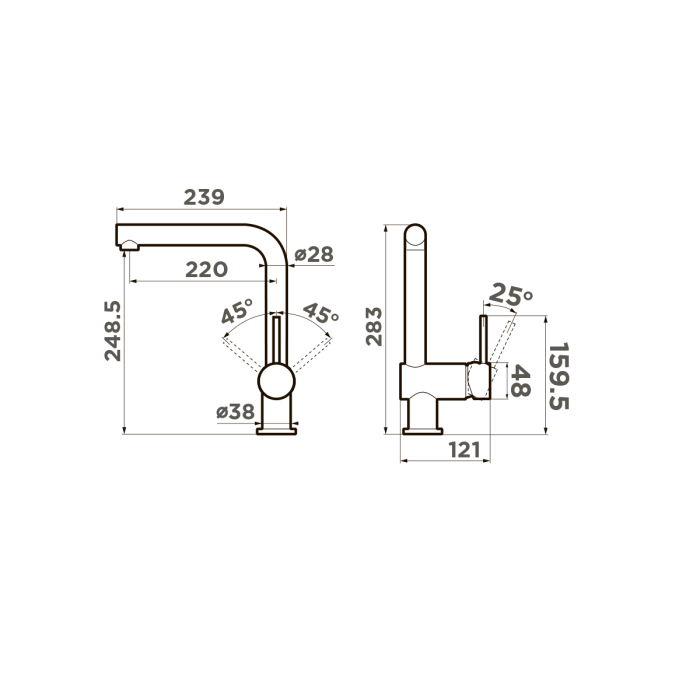 Omoikiri смеситель для кухни Tanigawa-BN латунь/нержавеющая сталь арт. 4994242