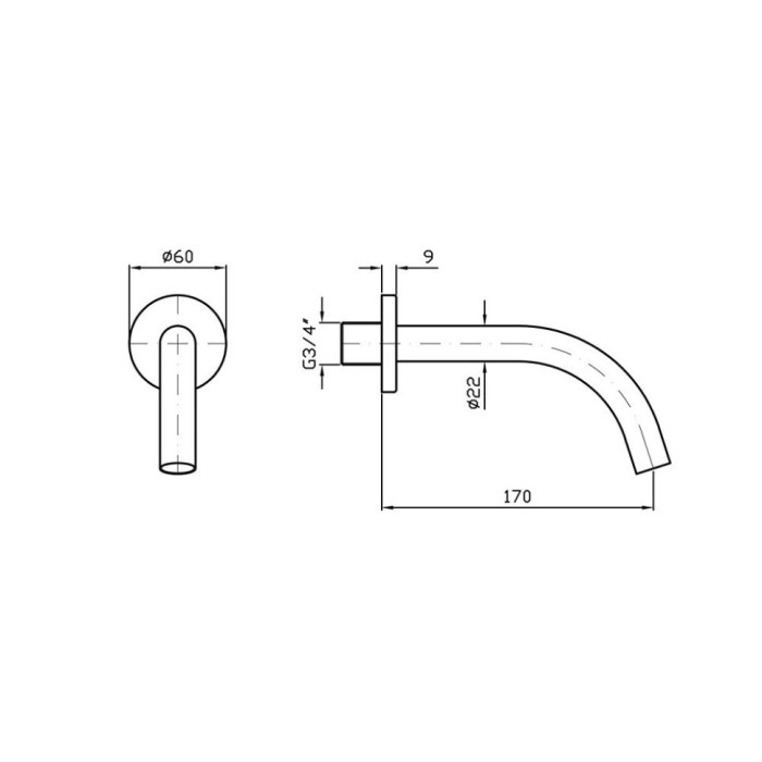 Zucchetti излив 170мм, simply beautiful, хром арт. z93757