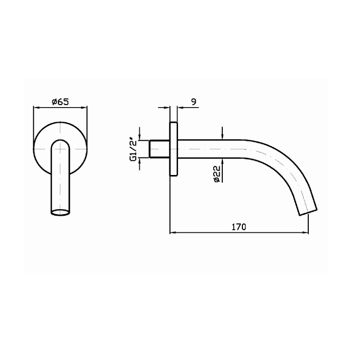 Zucchetti излив 170мм, simply beautiful, хром арт. z93757