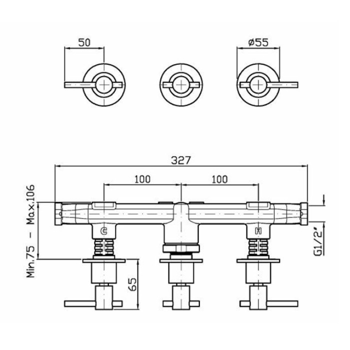 Zucchetti смеситель для душа, встраиваемый, с переключателем на 2 потока, ручка: рычаг, helm, brushed total black pvd арт. zhl695.xp81