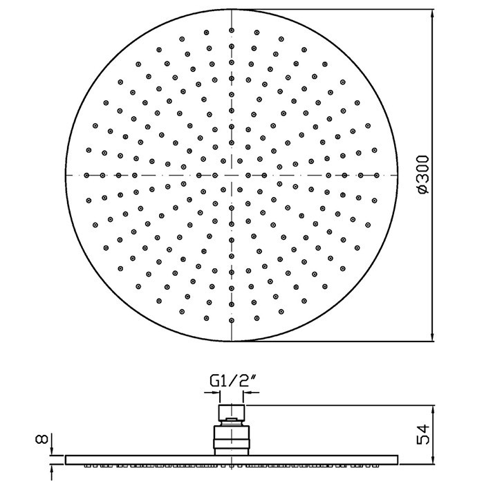 Zucchetti верхний душ из латуни d30см, фиксированная струя с системой защиты от накипи, толщина 8 мм, хром арт. z94266