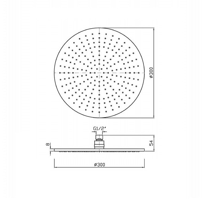 Zucchetti верхний душ из латуни d30см, фиксированная струя с системой защиты от накипи, толщина 8 мм, хром арт. z94266