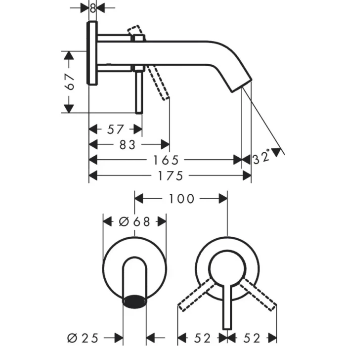 Hansgrohe смеситель для раковины с выпуском, Tecturis S, хром арт. 73350000
