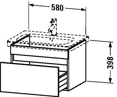 Duravit тумба подвесная под раковину с одним выдвижным ящиком, durastyle, ds638004949 цвет: графит матовый