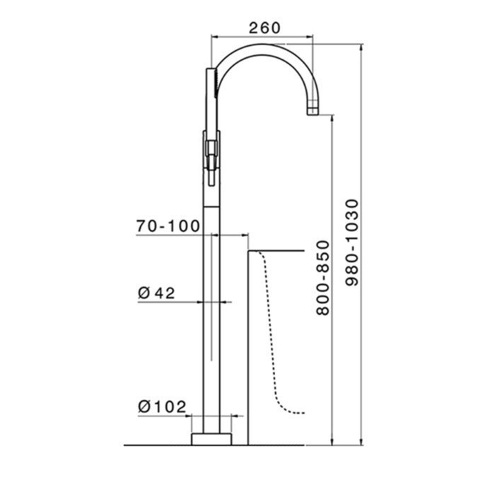 Cisal напольный смеситель для ванны - внешняя часть sm01420040 slim cisal, цвет: чёрный матовый
