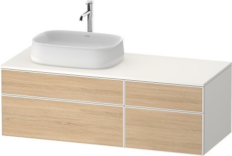 Duravit тумба подвесная с вырезом под раковину слева 550 мм х 1300 мм х 442 мм, zencha, ze4826030840000 цвет: натуральный дуб/белый суперматовый