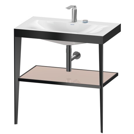 Duravit напольная консоль xviu/c-bonded 800 мм х 850 мм, с умывальником viu, xviu, xv4715eb210 цвет: черный матовый/абркосово-жемчужный глянцевый лак