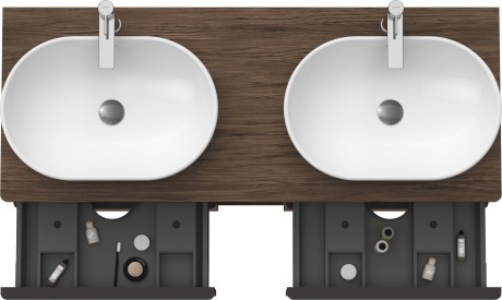Duravit тумба подвесная под две раковины 1400 мм х 550 мм, d-neo, de4970b2121 цвет: орех темный