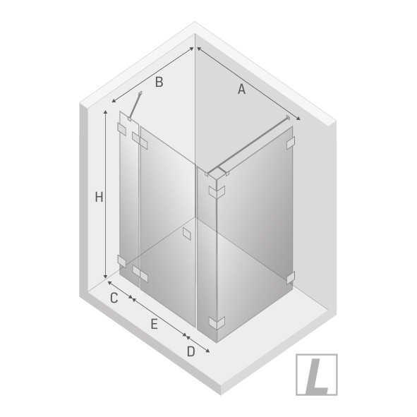 Душевое ограждение eventa plus l 110x80x200, New trendy Eventa chrome, хром арт. EXK-4553