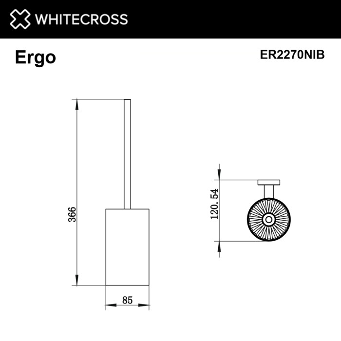 Ершик для унитаза, подвесной, Whitecross Ergo nickel brushed, брашированный никель арт. ER2270NIB