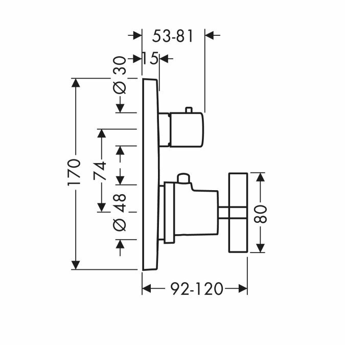 AXOR термостат для душа, с запорным вентилем, с крестообразной рукояткой, Citterio, хром арт. 39705000