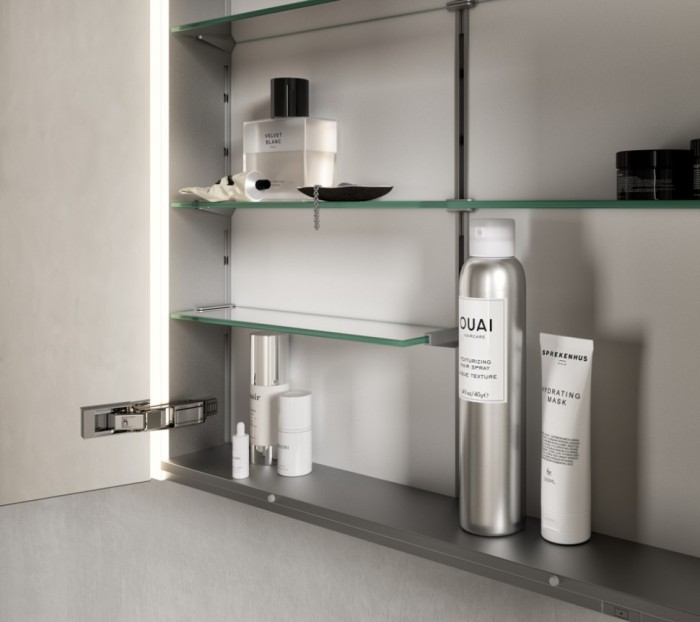 Keuco шкаф с подсветкой для настенного монтажа 127 мм х 1000 мм х 710 мм, с 2 поворотными дверцами, somaris, зеркальный арт. 14503 002100