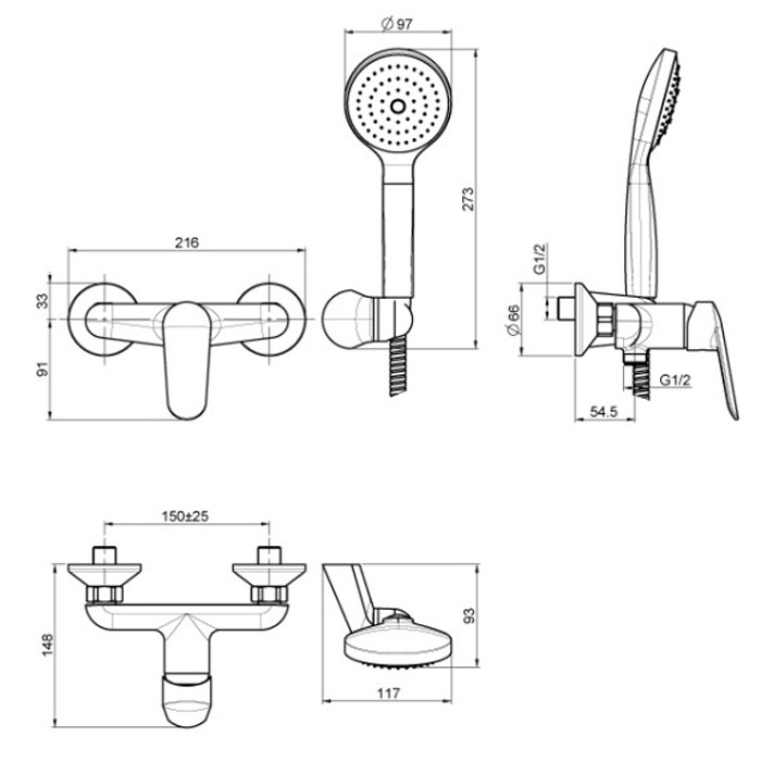 Fima Carlo Frattini смеситель для душа внешнего монтажа с душевым комплектом, spot, хром арт. f3005cr