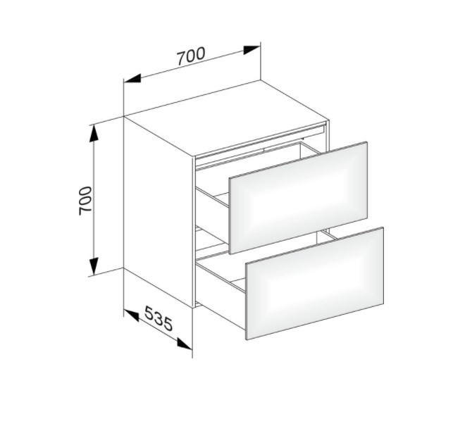 Keuco тумба боковая подвесная с двумя выдвижными фронтами, с внутренней светодиодной подсветкой, edition 11, черный арт. 31323 330100