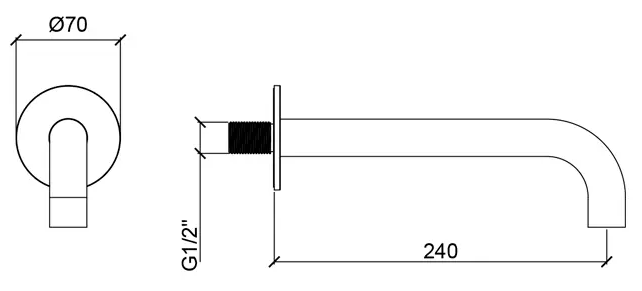 Излив настенный 24 cм для ванны с круглым отражателем, Almar Round, никель арт. E098007.NB