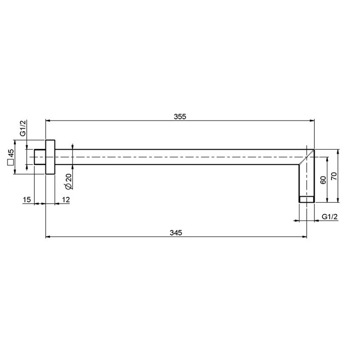 Fima Carlo Frattini держатель верхнего душа 350 мм., для монтажа на стену wellness, чёрный арт. f2538ns