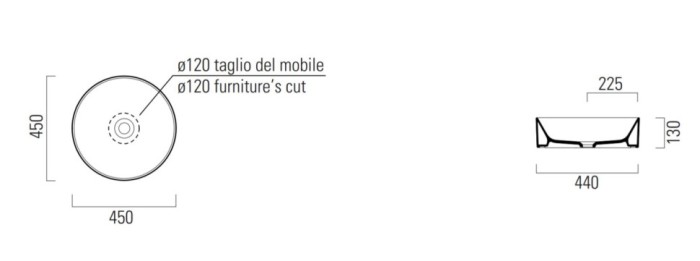 GSI Раковина накладная 45х45х13 см, без перелива, санфарфор, Kube-x - 942711