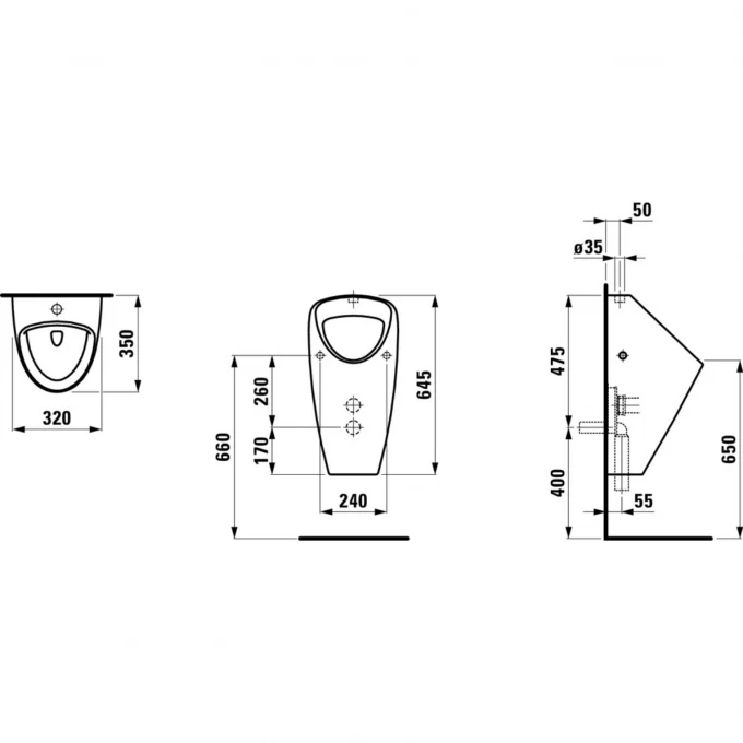 LAUFEN писсуар под внешний налив, CAPRINO PLUS - 8.4206.2.000.000.1