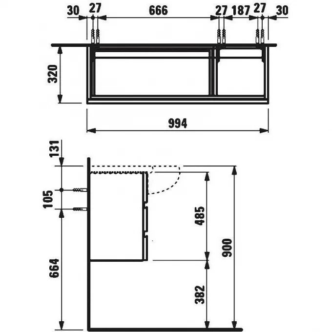 LAUFEN тумба с раковиной, IL BAGNO ALESSI ONE - 4.2450.0.097.631.1+1497.4