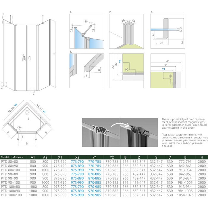 Radaway душевая стенка ptd 100 боковая профиль хром стекло прозрачное, Nes - 10051100-01-01