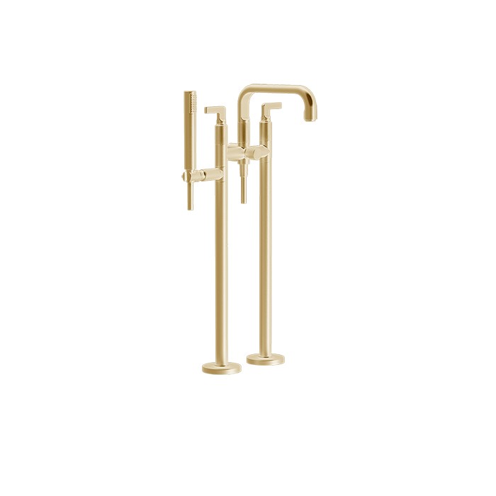 Gessi Смеситель для ванны, напольный, с ручным душем, Inciso, 58029#246 цвет: золото