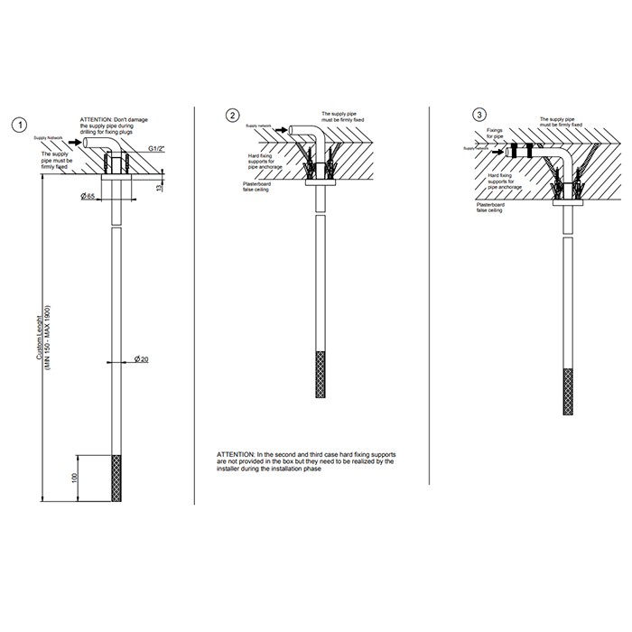 Gessi Излив потолочный для удаленного управления, длина под заказ(365-1900мм), 316, 54196#707 цвет: brushed black metal pvd