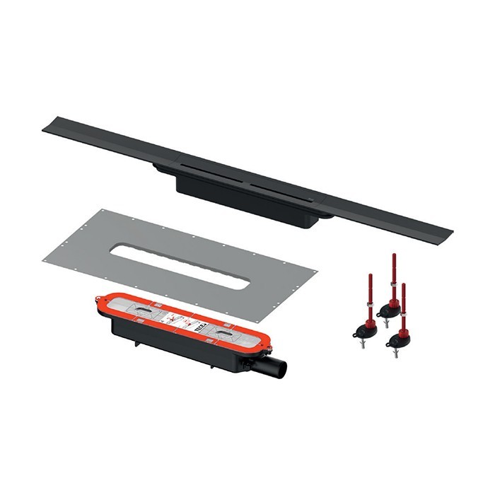 TECE профиль для душа, 100см., с комплектом для монтажа, pvd brushed stainless steel/черный, drainprofile - 641025