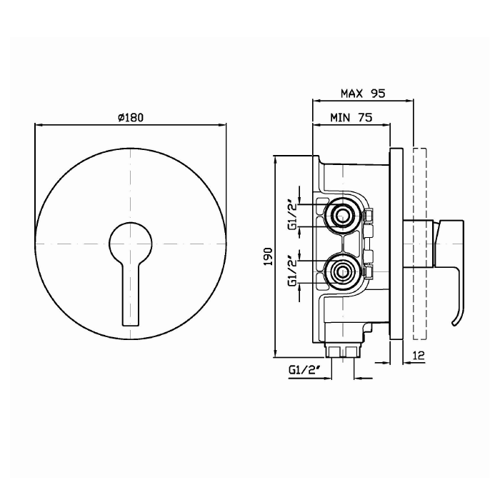 Zucchetti встроенный однорычажный смеситель с переключателем для системы zeta, для душа, on, хром арт. zon090 r97800