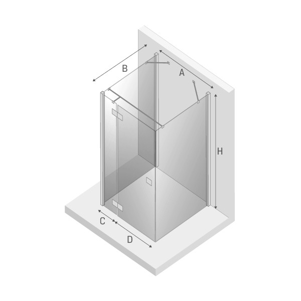 Душевое ограждение l 110x120x200, New trendy Reflexa black, черный арт. EXK-5043