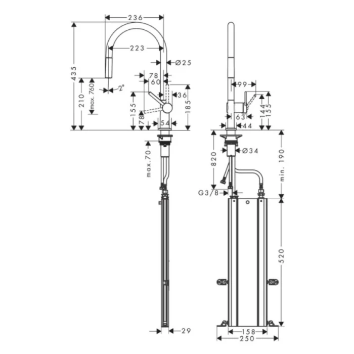 Hansgrohe смеситель для кухни, Talis M54, нержавеющая сталь арт. 72803800