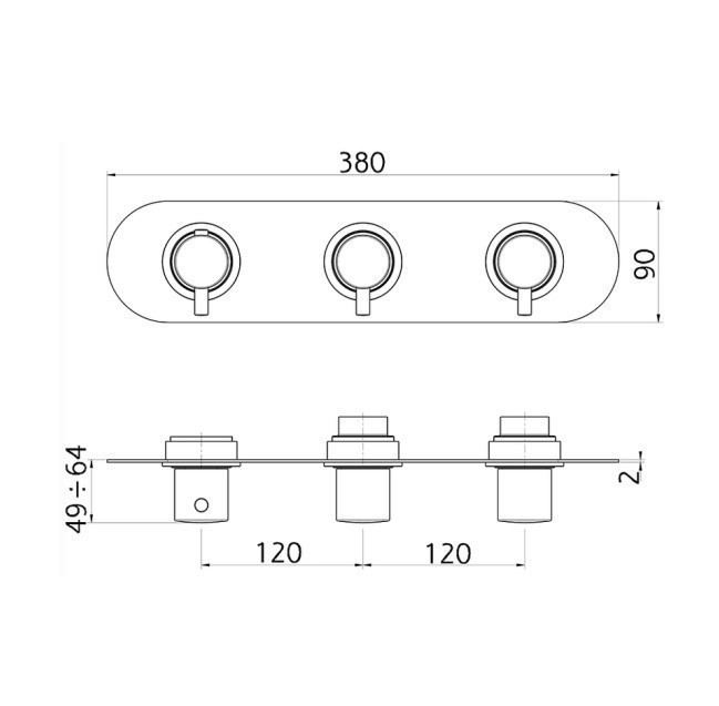 Cisal термостат для ванны на 2 потребителя - внешняя часть ln01r20040 less new cisal, цвет: чёрный матовый
