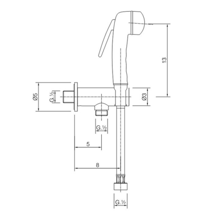 Cisal гигиенический душ | комплект со шлангом и шланговым подключением fl00791021 shower cisal, цвет: хром