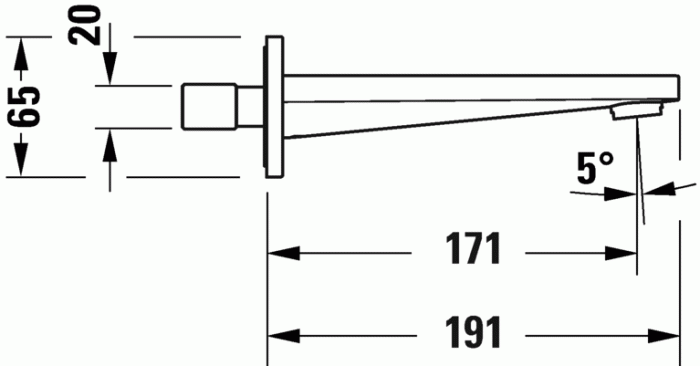 Duravit излив для ванны 171 мм, tulum, tu5240010046 цвет: черный матовый