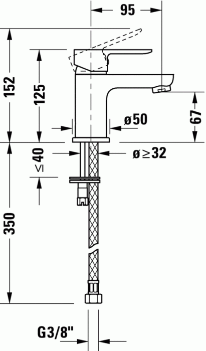 Duravit однорычажный смеситель для раковины, a.1, a11010001010 цвет: хром