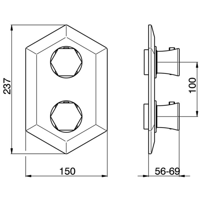 Cisal встраиваемый термостатический смеситель с переключателем на 2 положения ce01910021 cherie, цвет: хром