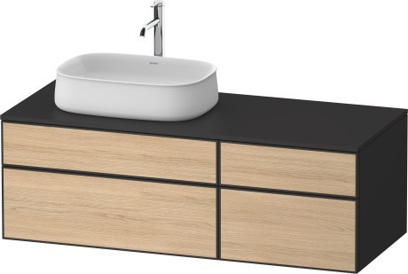 Duravit тумба подвесная с вырезом под раковину слева 550 мм х 1300 мм х 442 мм, zencha, ze4826030800000 цвет: натуральный дуб/графит суперматовый