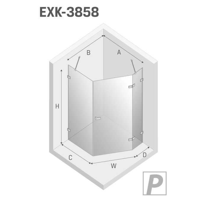 Душевое ограждение brushed r 100x80x200, New trendy Avexa gold, брашированное золото арт. EXK-3858