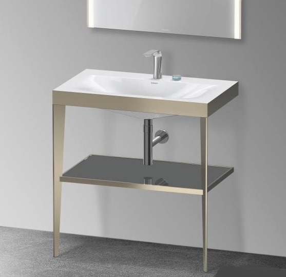 Duravit напольная консоль xviu/c-bonded 800 мм х 850 мм, с умывальником viu, xviu, xv4715eb189 цвет: матовое шампанское/фланелево-серый глянцевый лак
