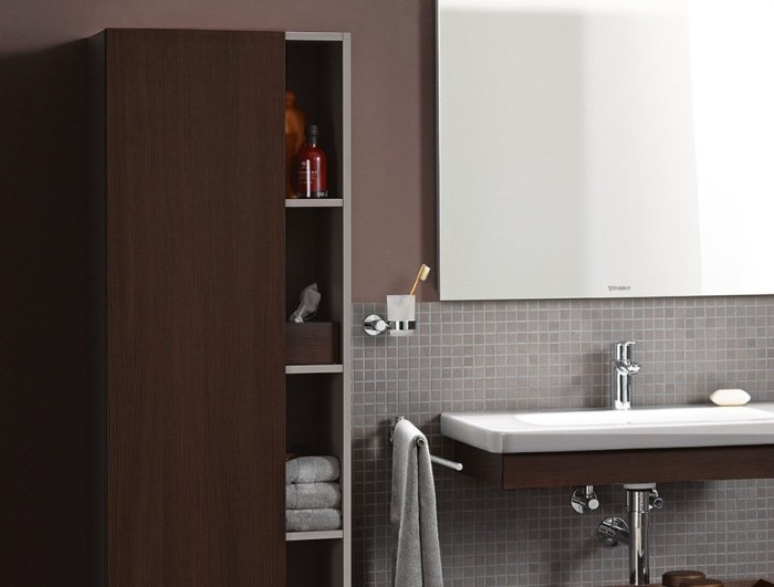 Duravit шкаф-пенал подвесной с полками, durastyle, ds1249l5353 цвет: каштан темный