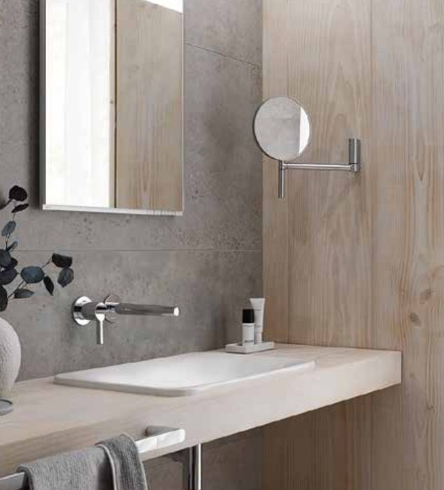 Keuco зеркало косметическое двустороннее настенное без подсветки, анодированный, plan, алюминий серебристый анодированный арт. 17649 170002