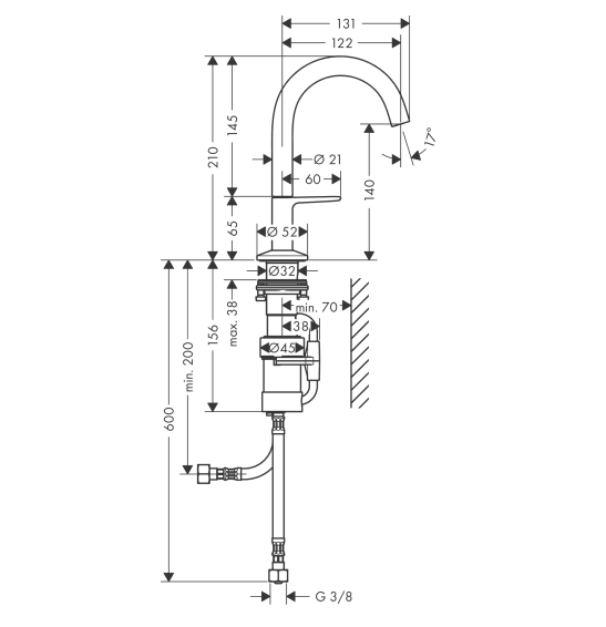 AXOR смеситель для раковины, One, золото арт. 48010250