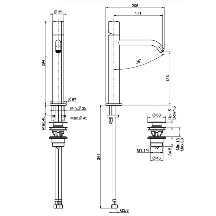 Fima Carlo Frattini смеситель для раковины, на 1 отв., высокий, с донным клапаном, so, золото арт. f3181/hor