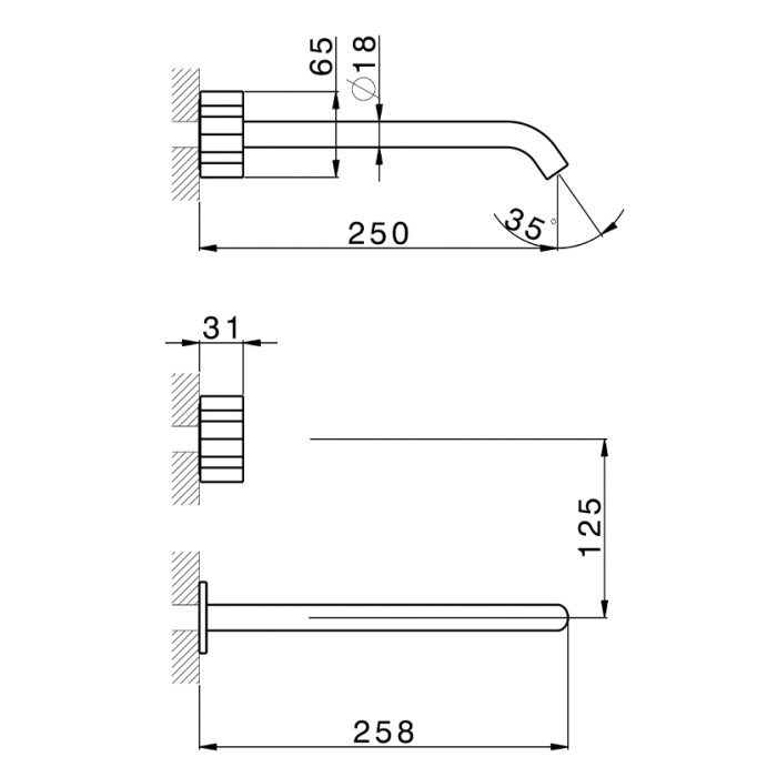 Смеситель для раковины, настенный, Cisal X32, нержавеющая сталь арт. X50135115X