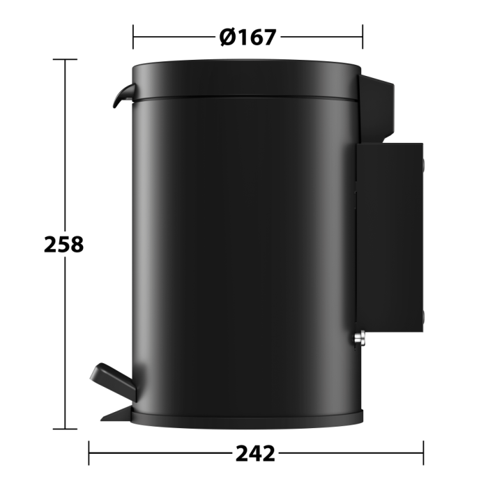 Keuco ведро для мусора настенное с крышкой 3л, plan, черный матовый арт. 14977 370000