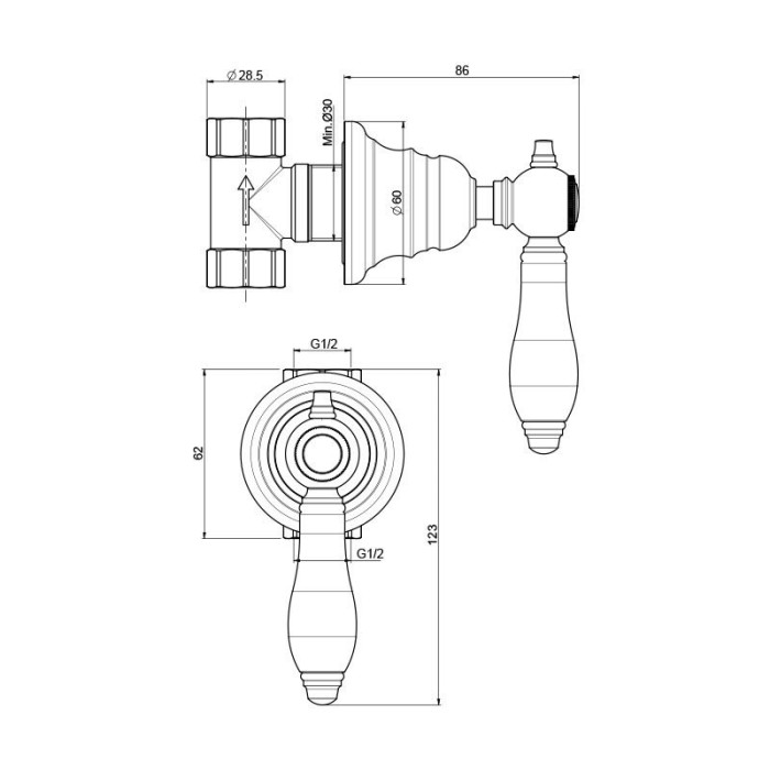 Fima Carlo Frattini вентиль запорный 1/2, bell, хром арт. f5413/1cr