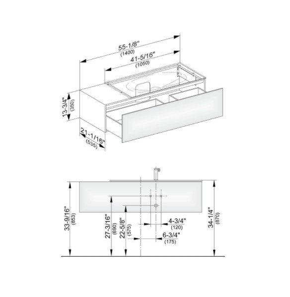 Keuco тумба подвесная под раковину справа с одним выдвижным фронтом, с внутренней светодиодной подсветкой, edition 11, кашемир арт. 31164 180100